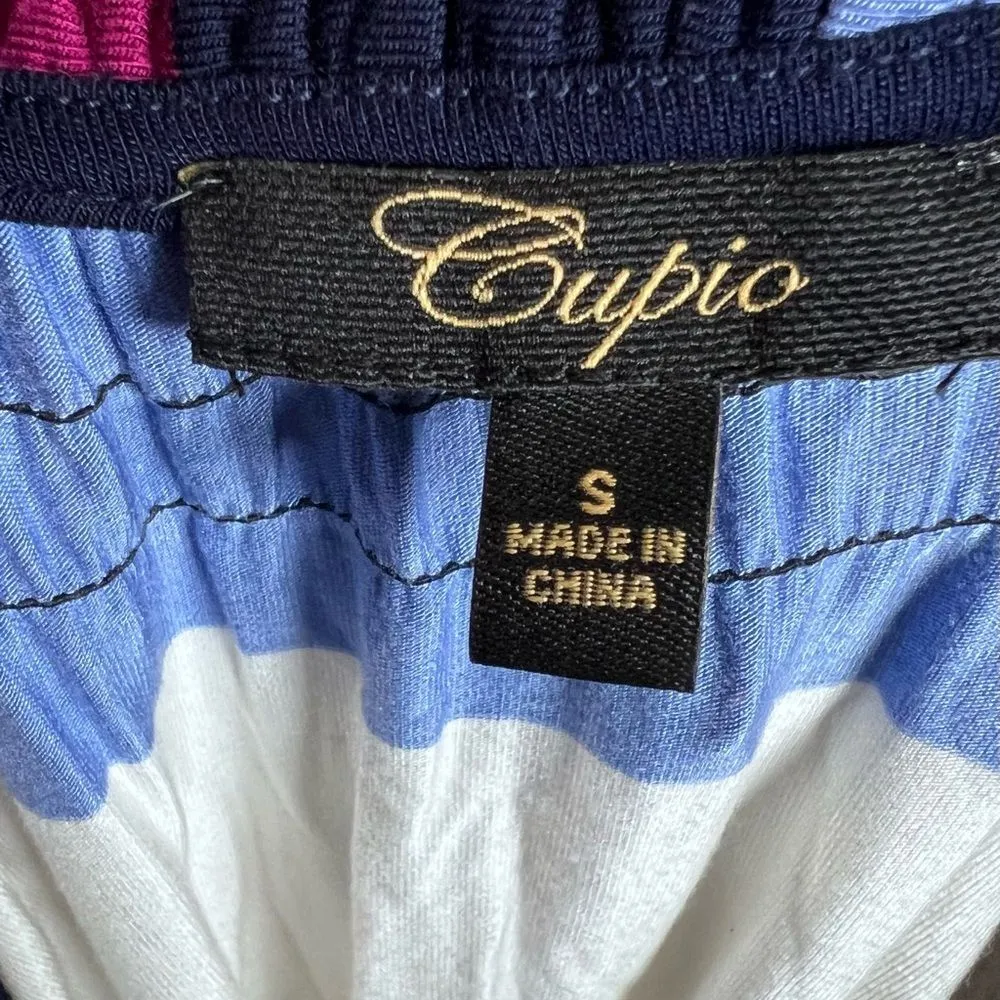 Cupio white blue and pink striped jersey knit dress size small - Image 4