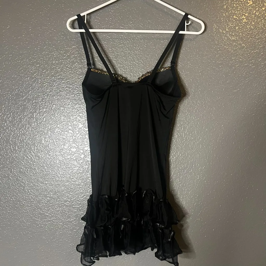 Lovely Day Black Rhinestone Chemise Lingerie Dress Sz M Sparkle Nightwear - Image 4