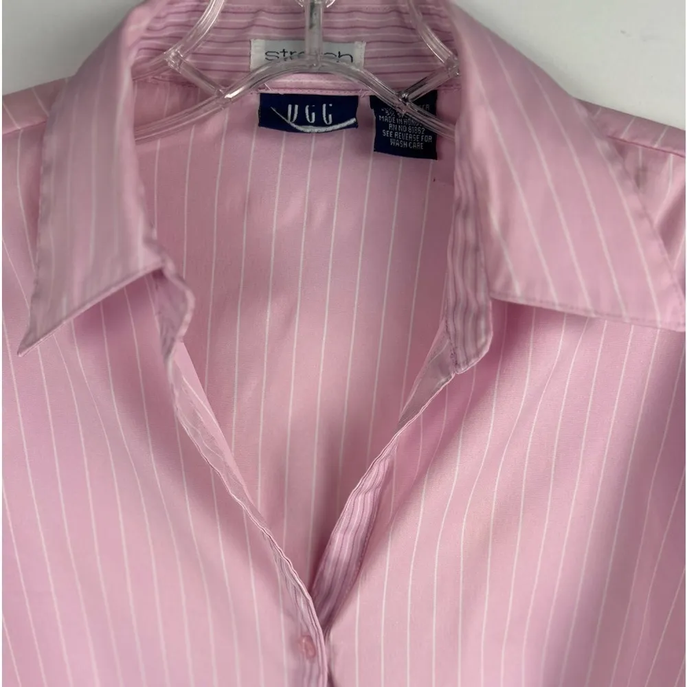 DCC Stretch Womenś Button Shirt Pink with white stripes - Image 5