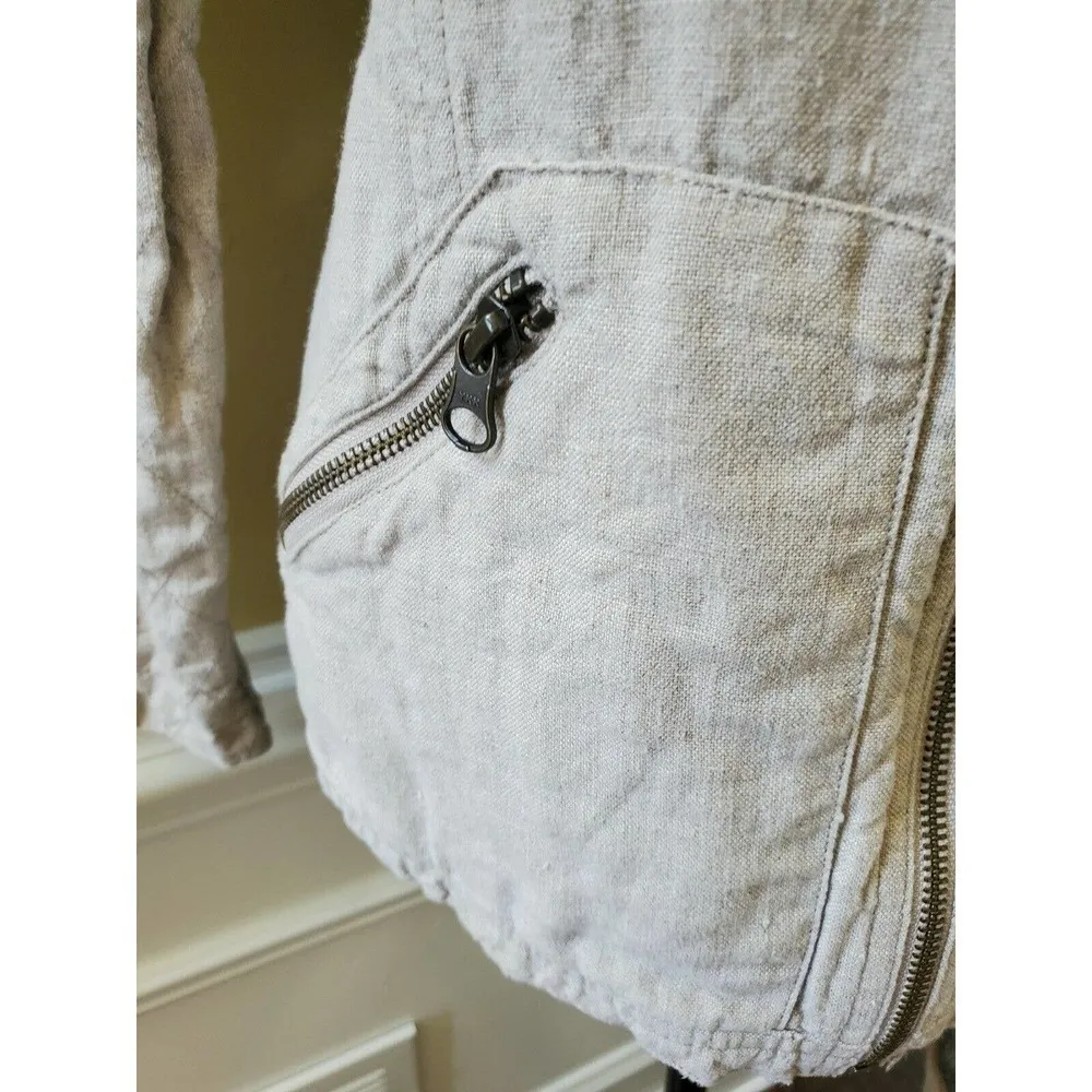 Garnet Hill  Linen Bomber Zip Up Jacket 04 - Image 4