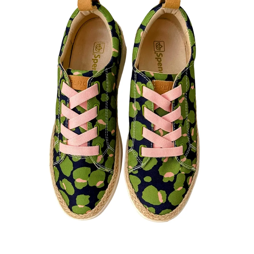 NEW Spenco Green & Bokeh Navy Malibu Spotted Canvas Lace - Image 5