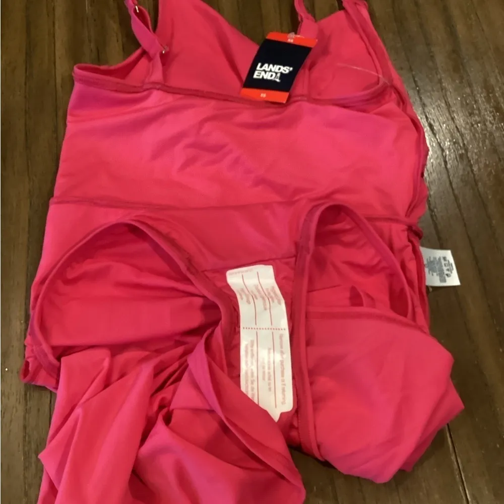 Lands End pink Swim Dress one piece swimsuit size xs nwt - Image 7
