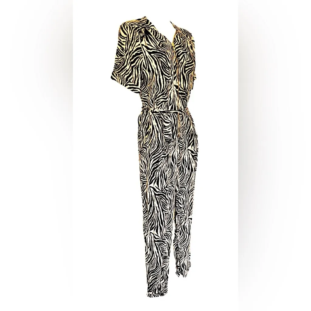 F&F Zebra Print Jumpsuit in Black and Tan Size 6 - Image 2