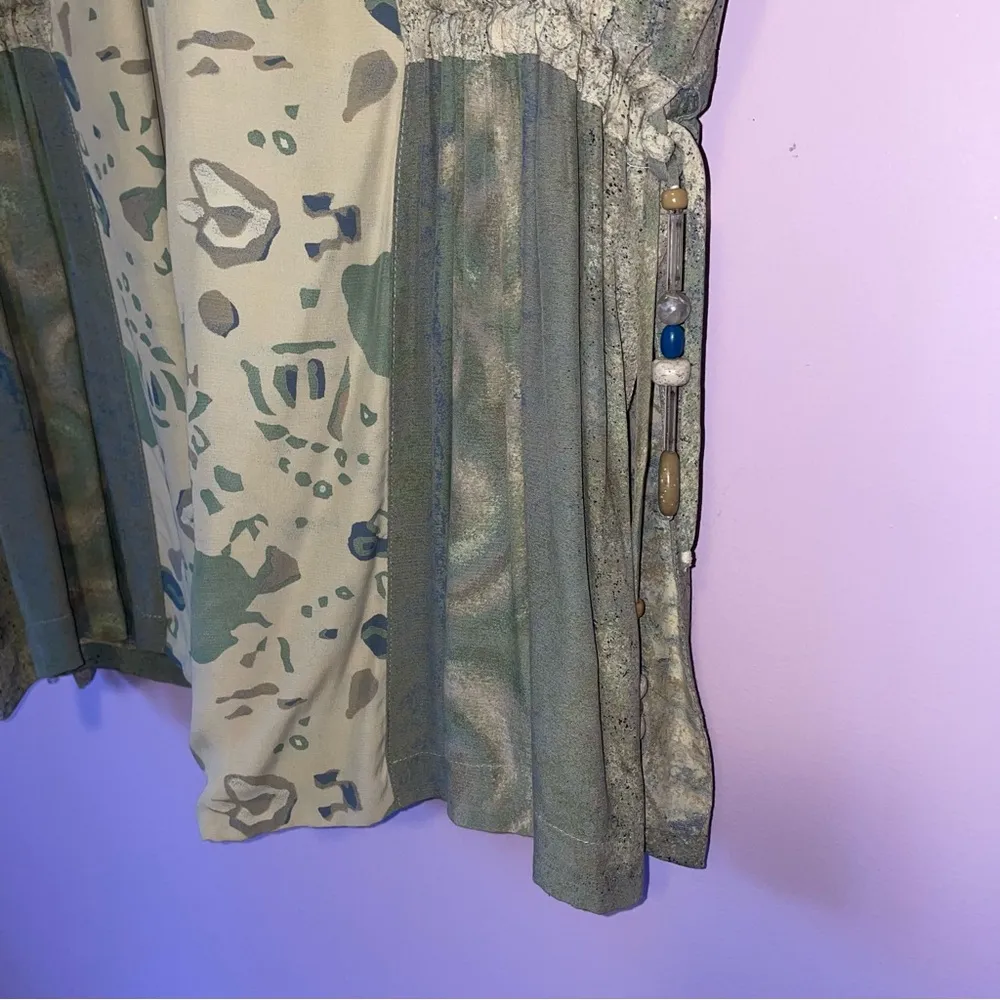 Vintage Platinum S Green and Cream Patterned Cardigan Beaded - Image 3