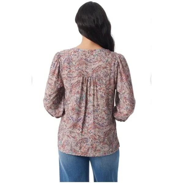 GLORIA VANDERBILT Melissa Floral Print Banded Collar Button-Front Blouse Size M - Image 2