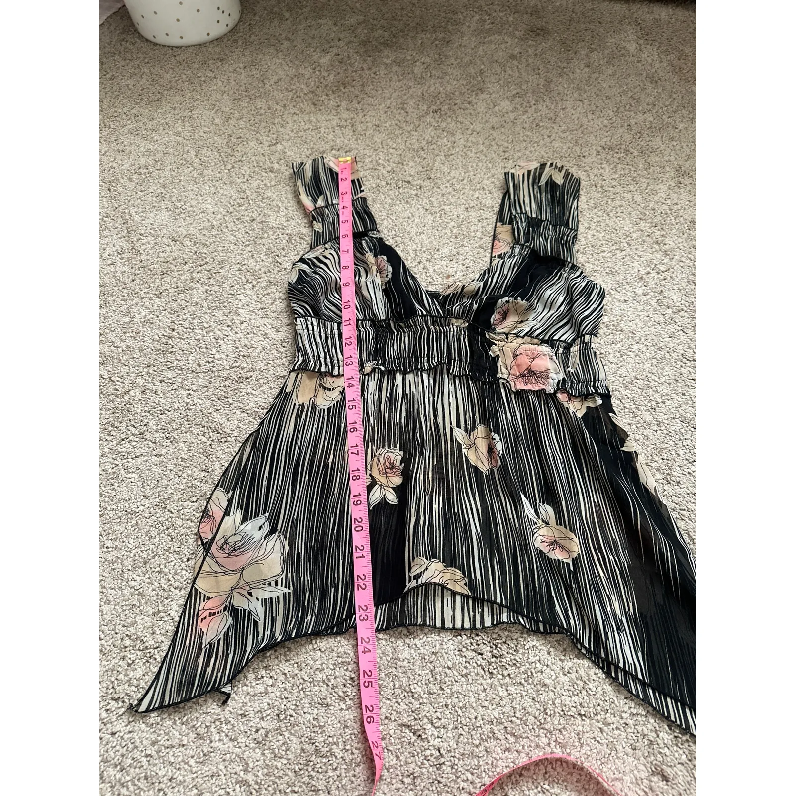 Vintage Arden B XS 90s Zebra Floral Rose Sheer Tank Top Going out Top Fairycore Black - Image 5