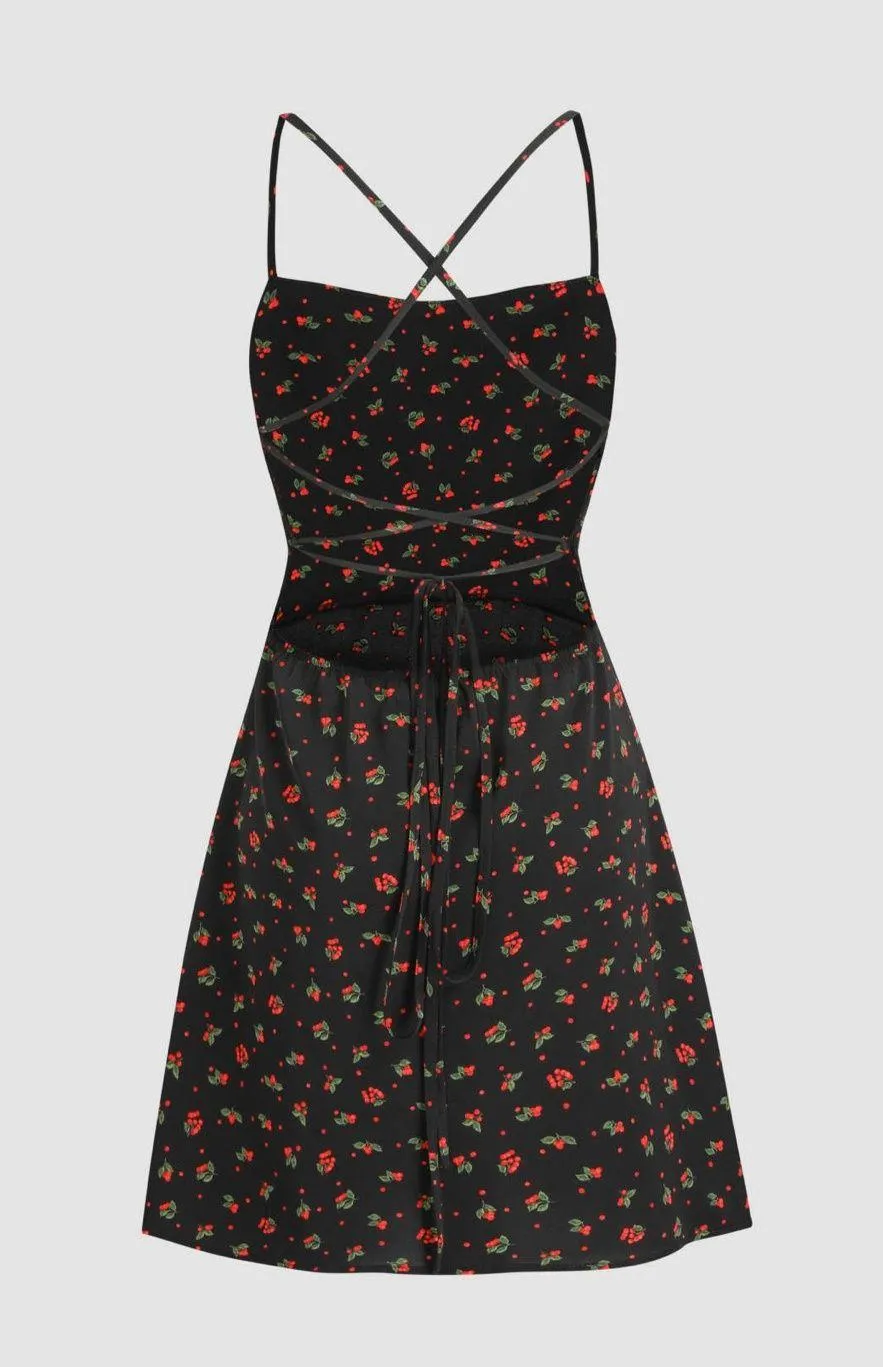 Cider Cherry Lace Up Backless Mini Dress - Image 2
