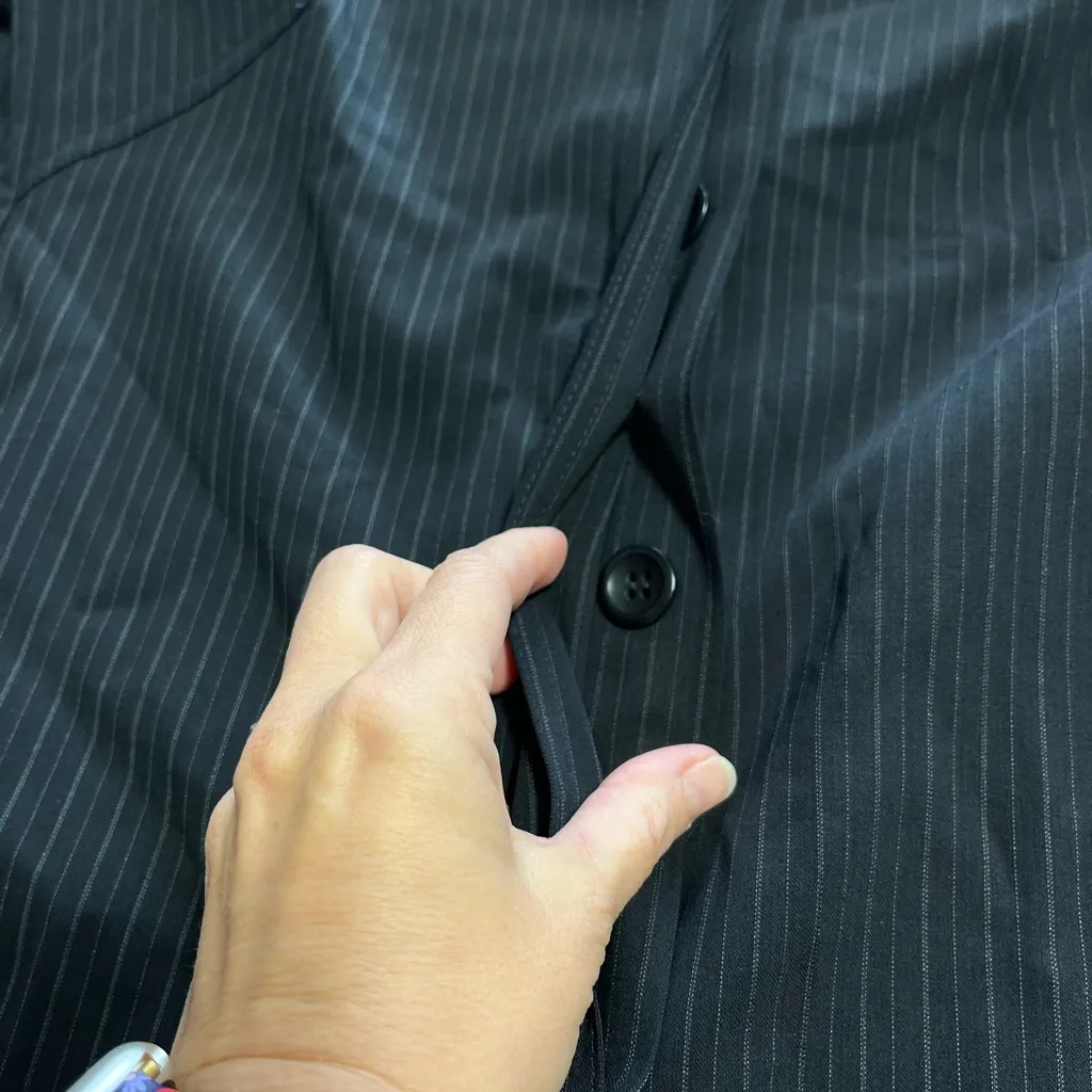 Max Mara  Button down pinstripe collared wool blend shirt size 8 - Image 7