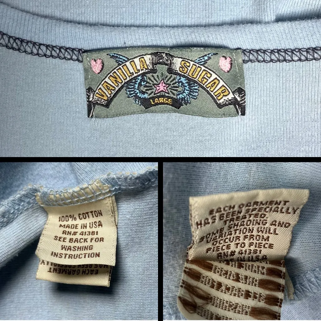 Vintage Y2K Blue Tan Rhinestone Graphic Tank 100% Cotton. Large. Western Artsy - Image 10