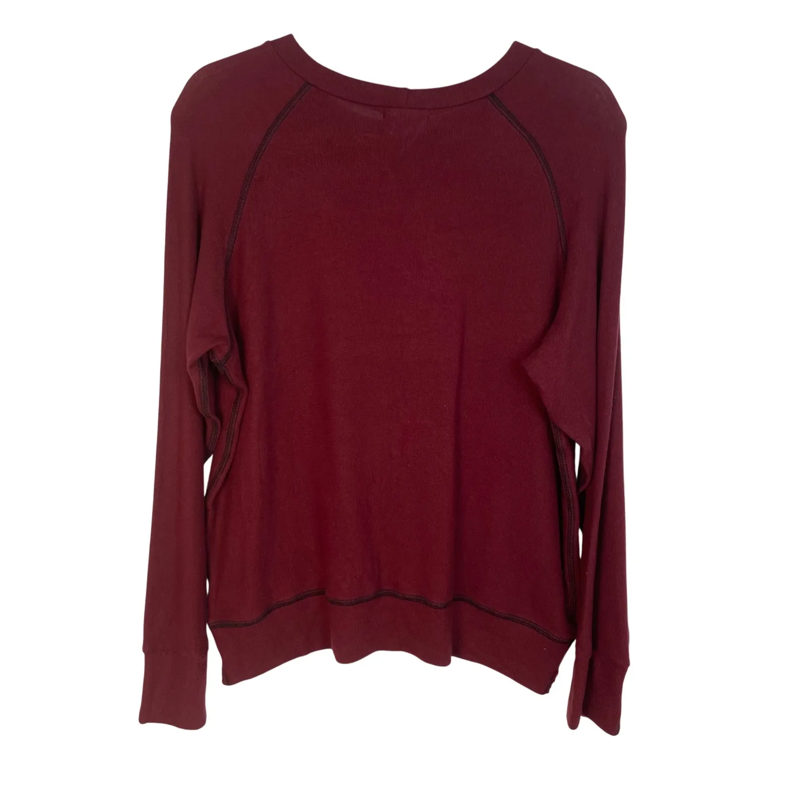 LNA Womens Burgundy Maroon Thermal Raglan Sleeve Sleeve Crew Neck Sweater Size M - Image 2