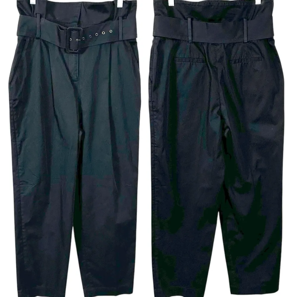 Anthropologie ba&sh Khol Paper Bag Belted Trousers Pants in Black Size Large - Image 5