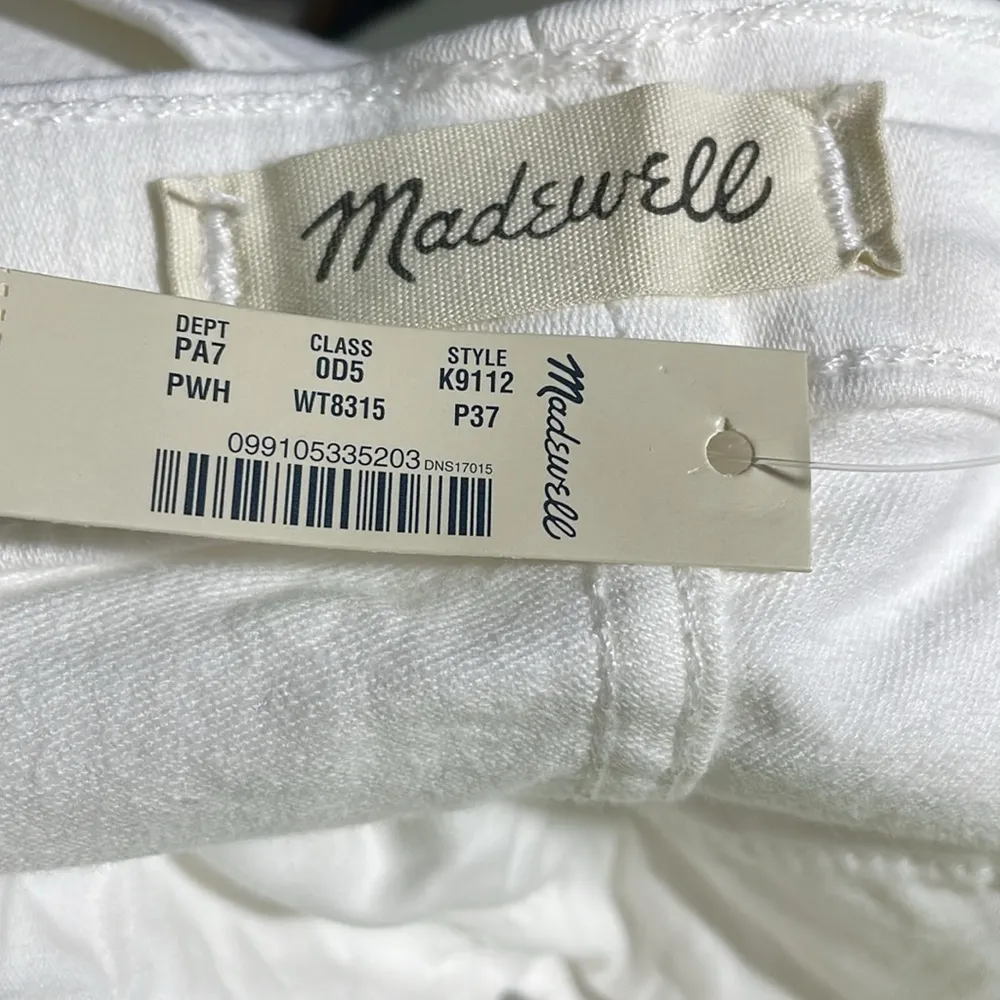 Madewell Jeans 10” Petite High Rise Skinny Pure White Step Raw Hem Sz 37/46 NWT - Image 9