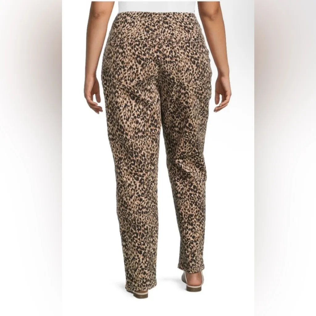 TERRA & SKY Womens Straight Leg Jean Size 16W Petite Animal Print High Rise New - Image 4