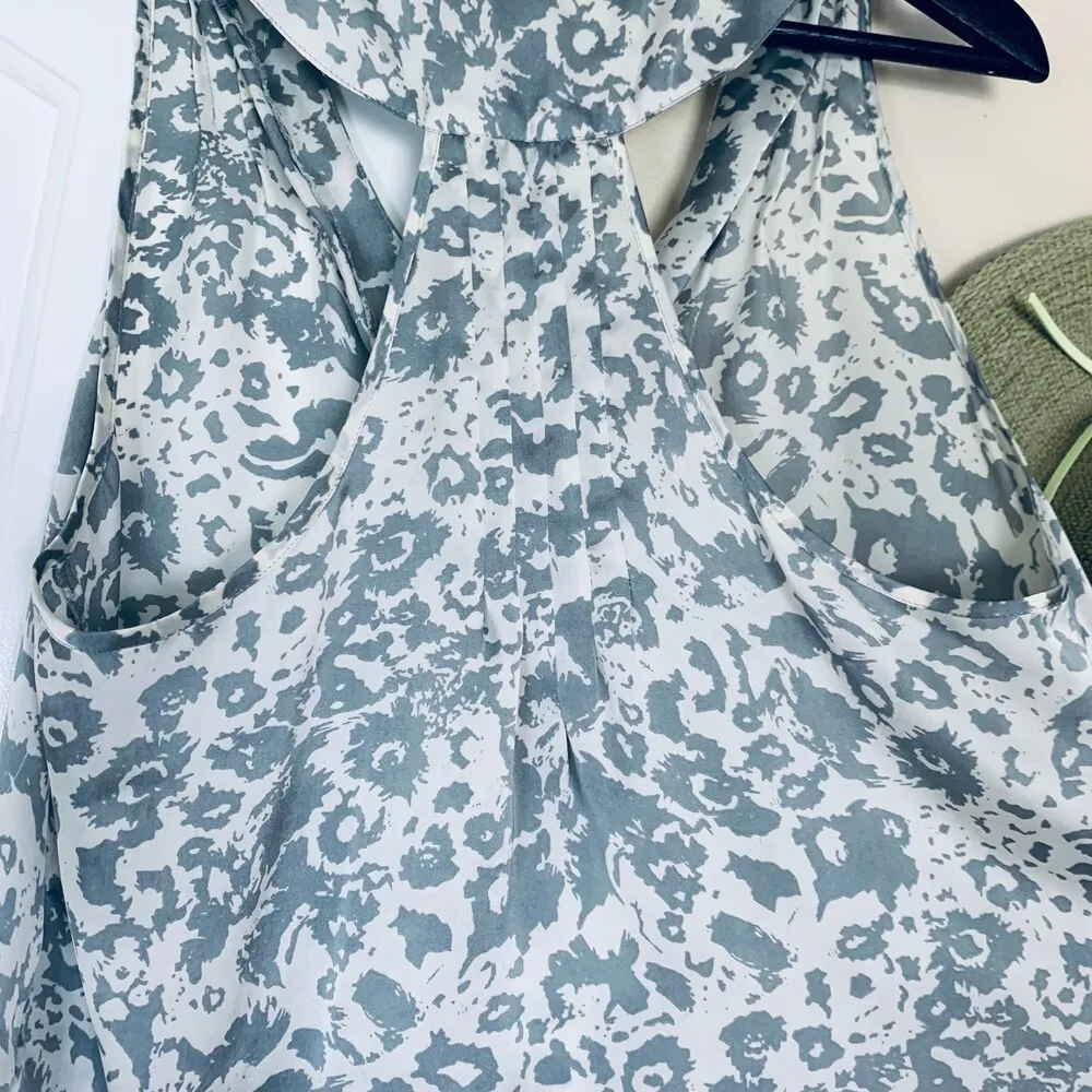 Forever 21 Leopard Animal Print Racerback Tank Top Dressy Silk Blouse | Size: L - Image 8