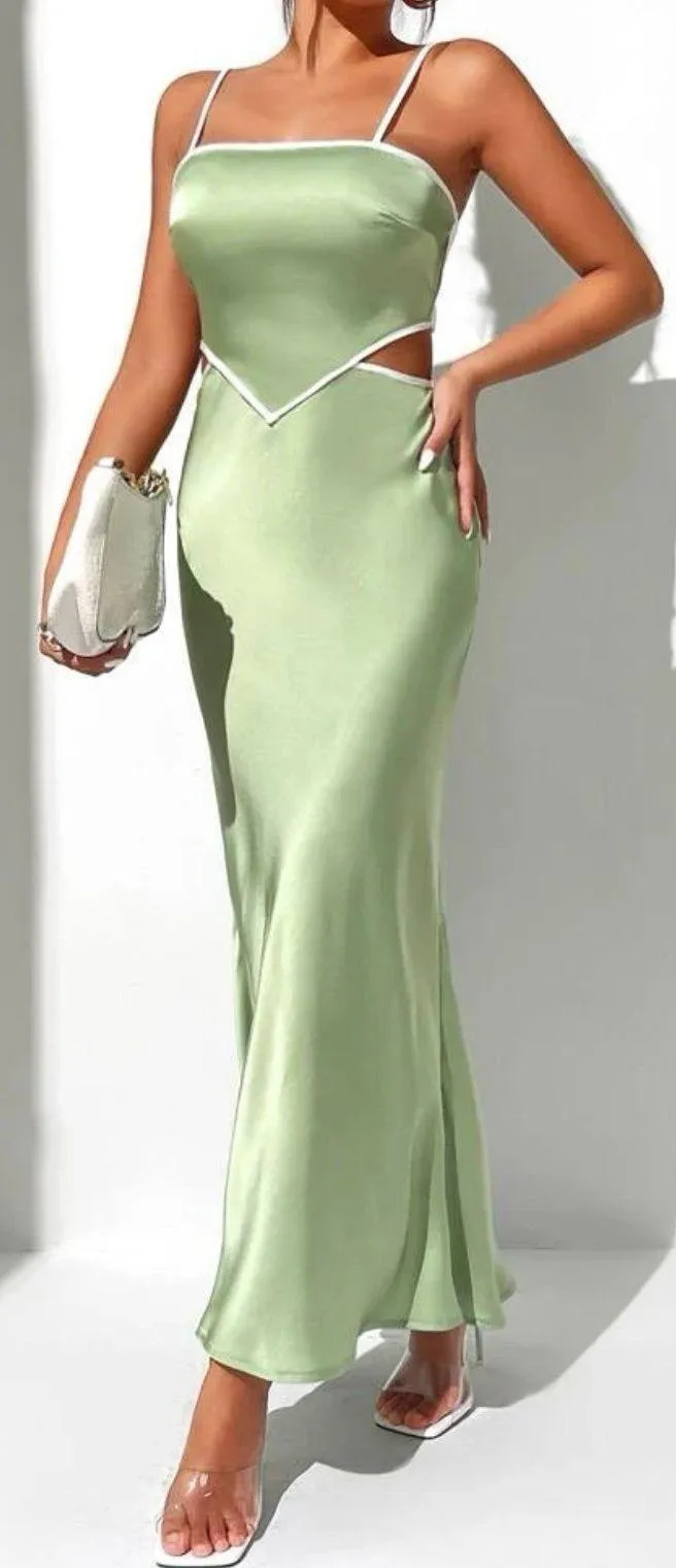 Light Green Satin Formal Dress - Image 4