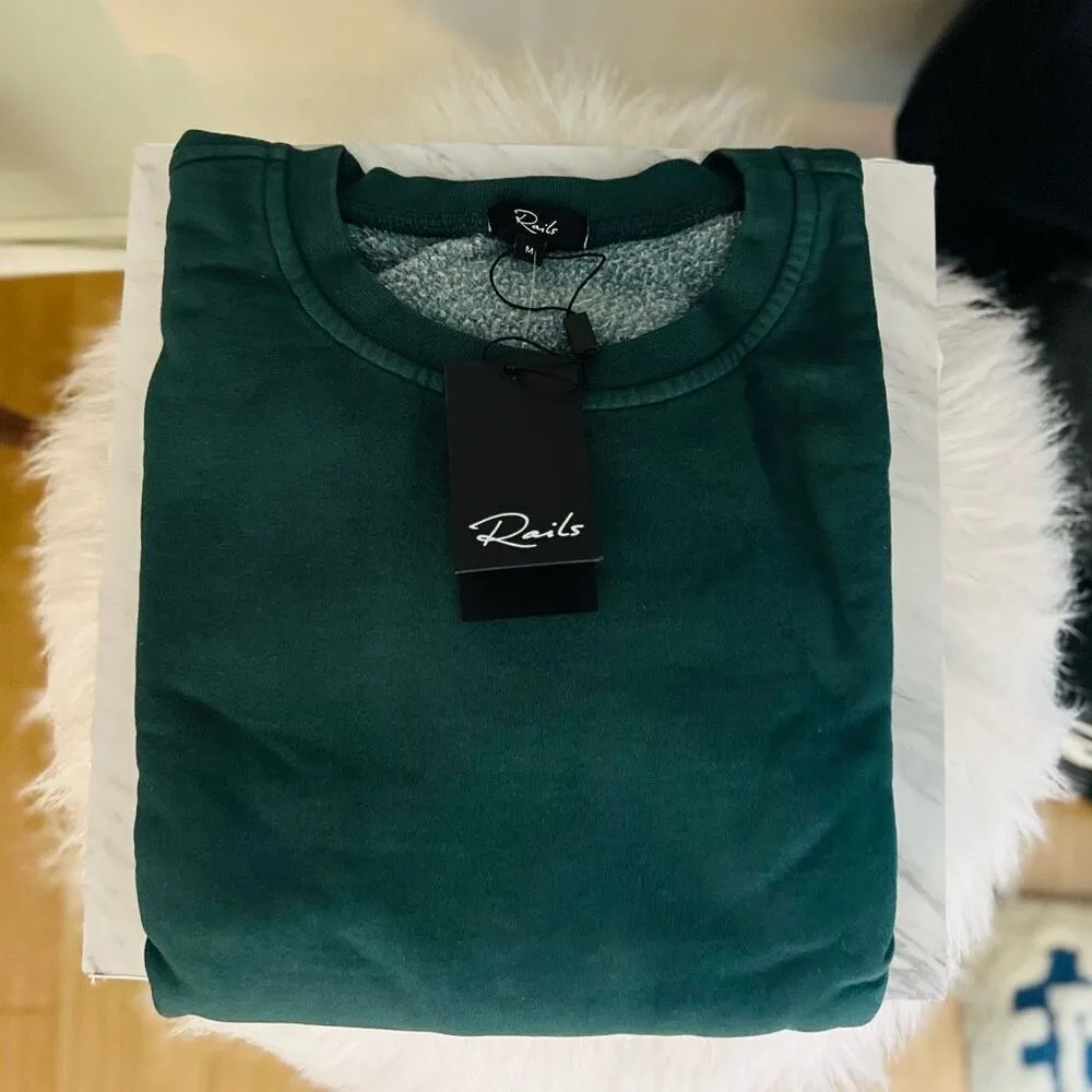 RAILS Alice Cotton Blend Sweatshirt, Organic Cotton Forest Green, Medium, NWT - Image 2