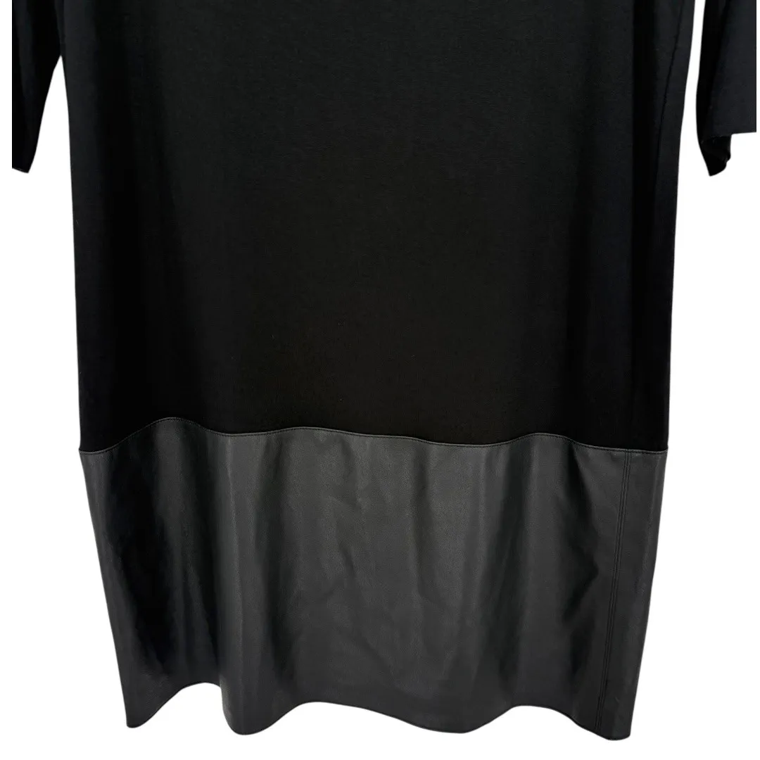 Ali & Jay 3/4 Sleeve Faux Leather Bottom‎ Made in USA Shift Dress Black Sz Large - Image 7