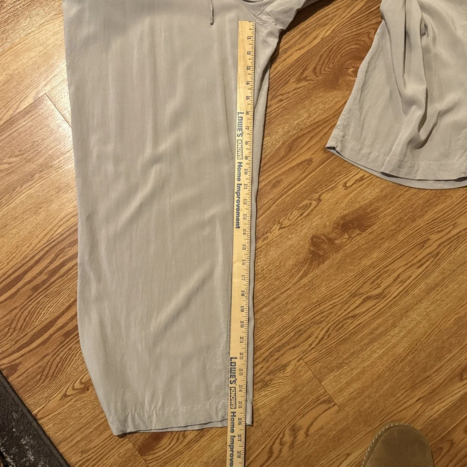 H&M Pants Womens XL Knit Beige Stretch Drawstring Wide Leg Tan High Rise Pocket - Image 9