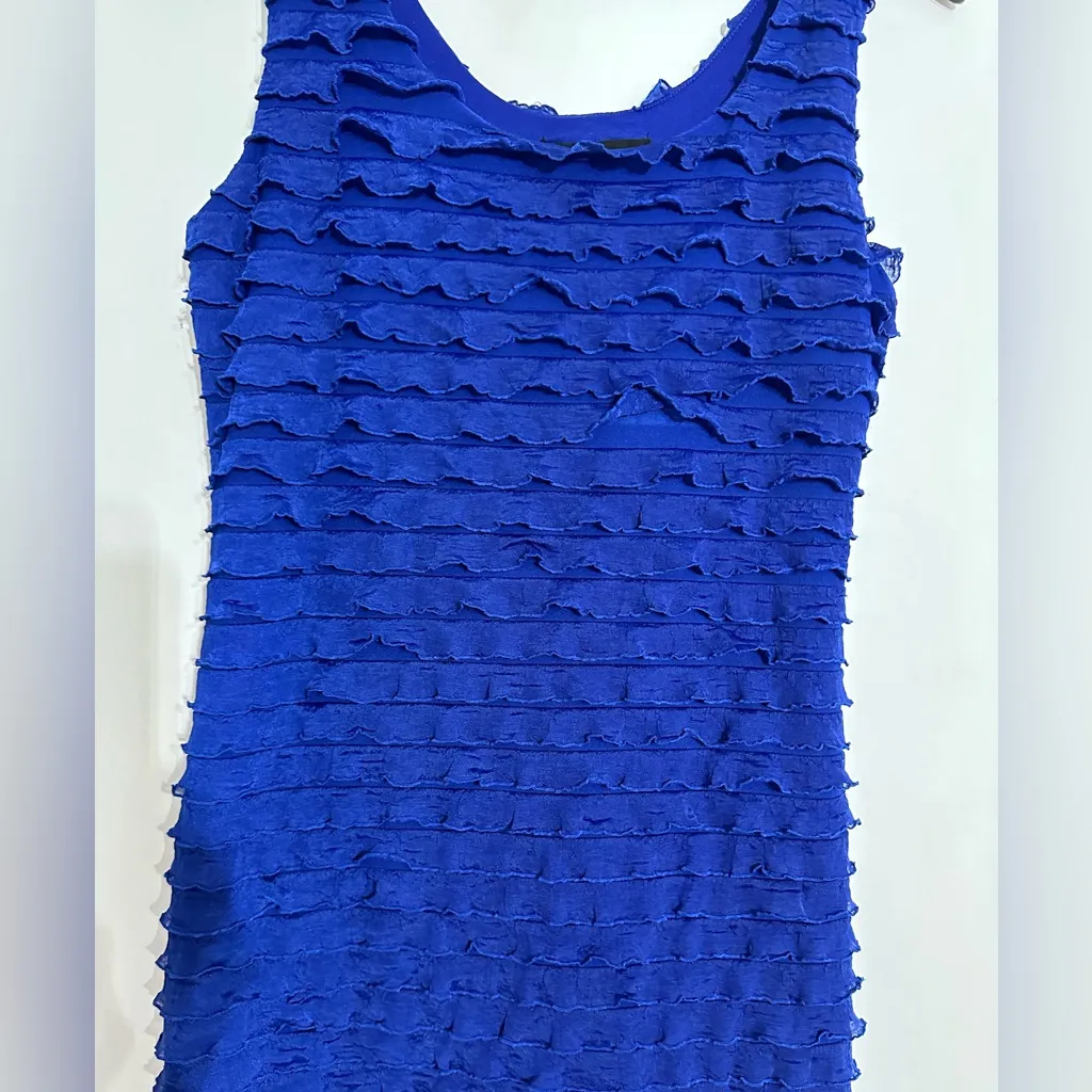 Forever 21 Blue Ruffle Layered Tank Dress Mini Y2K Size Medium Bodycon - Image 3