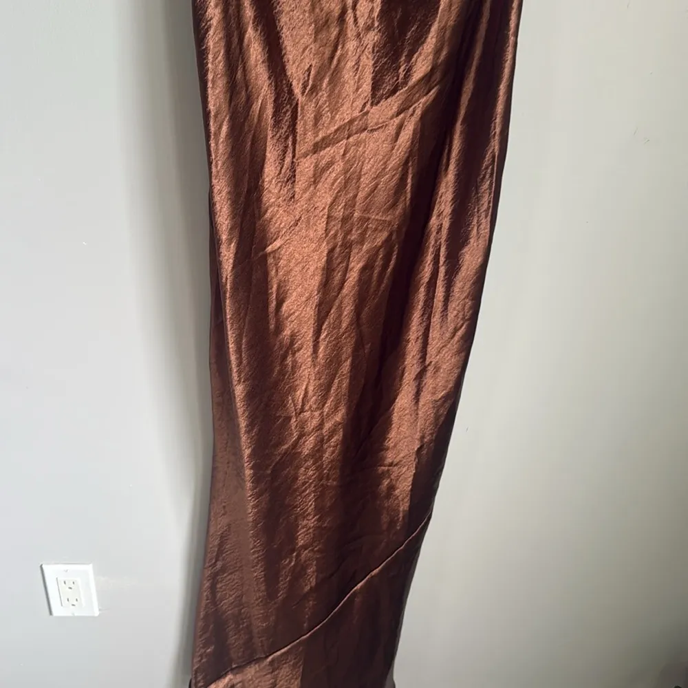 NEW ASOS DESIGN scoop back bias cut satin maxi dress in chocolate 10 - Image 6