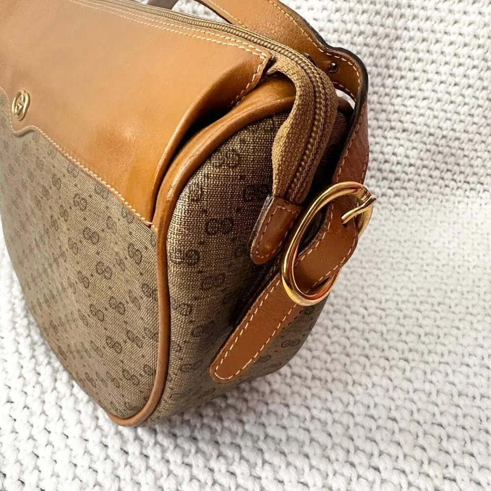 Gucci Vintage 70s Era Micro GG Monogram Crossbody Tan Canvas PVC Crossbody Bag - Image 4