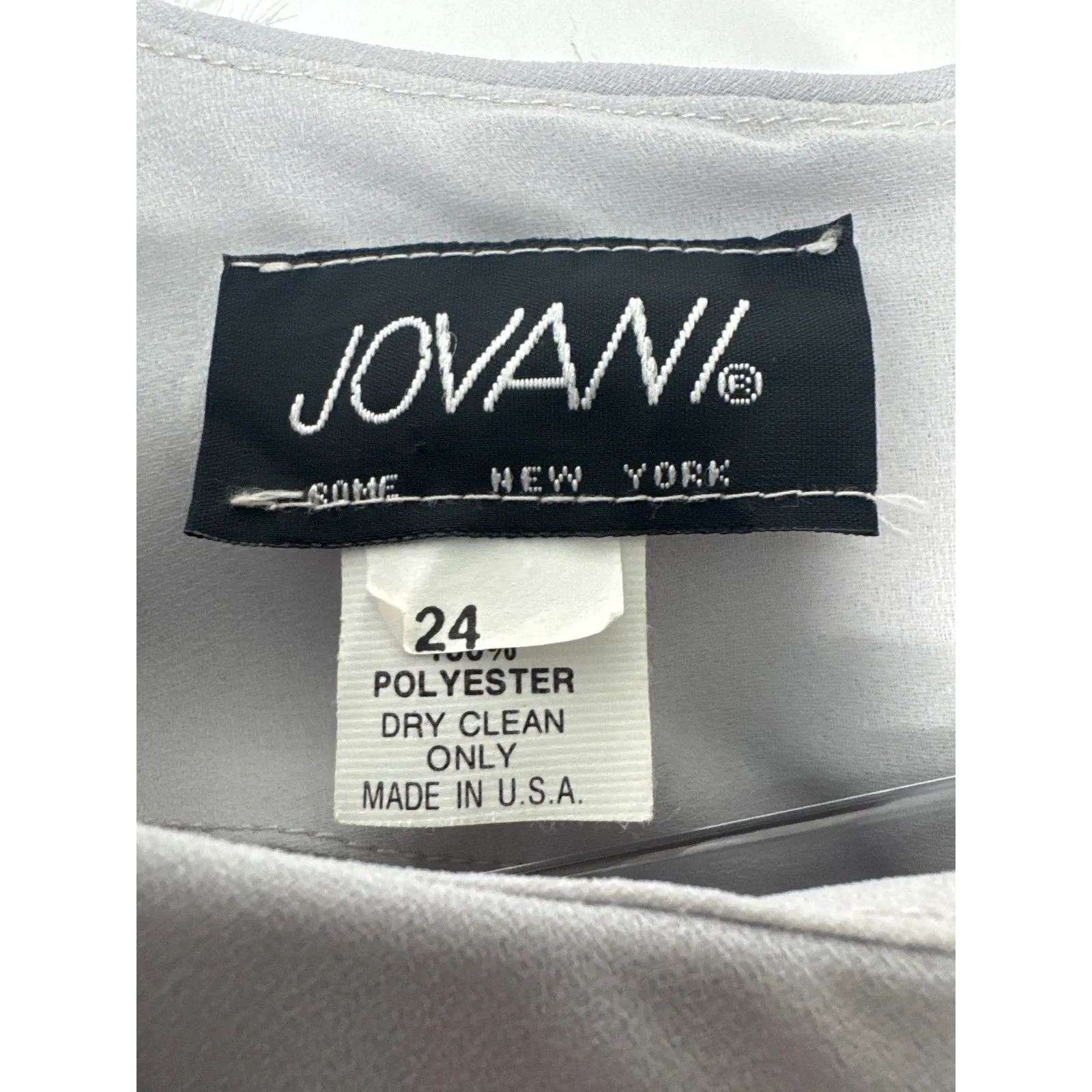 Vintage 1980s–1990s Jovani New York Beaded Shoulder Grey Chiffon Evening Gown 28 - Image 11