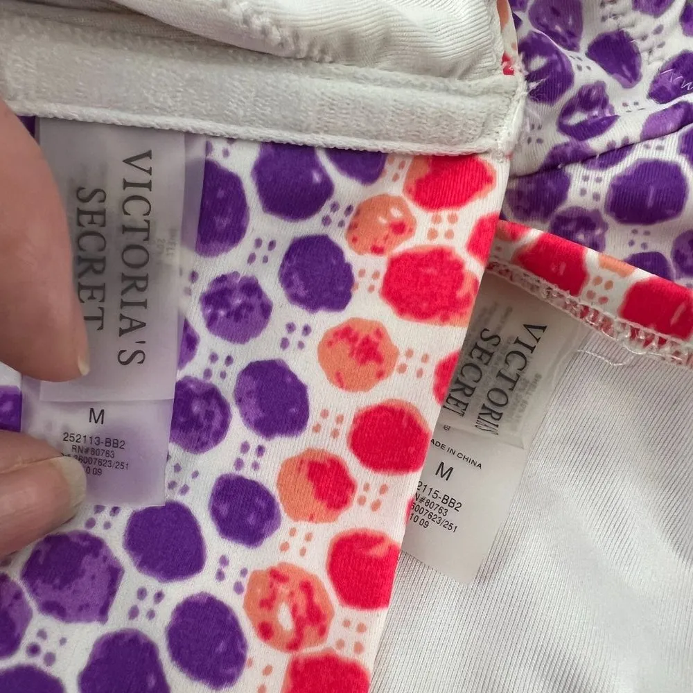 Victoria's Secret Bandeau Bikini Set Purple Pink Polka Dot Womens Medium - Image 8
