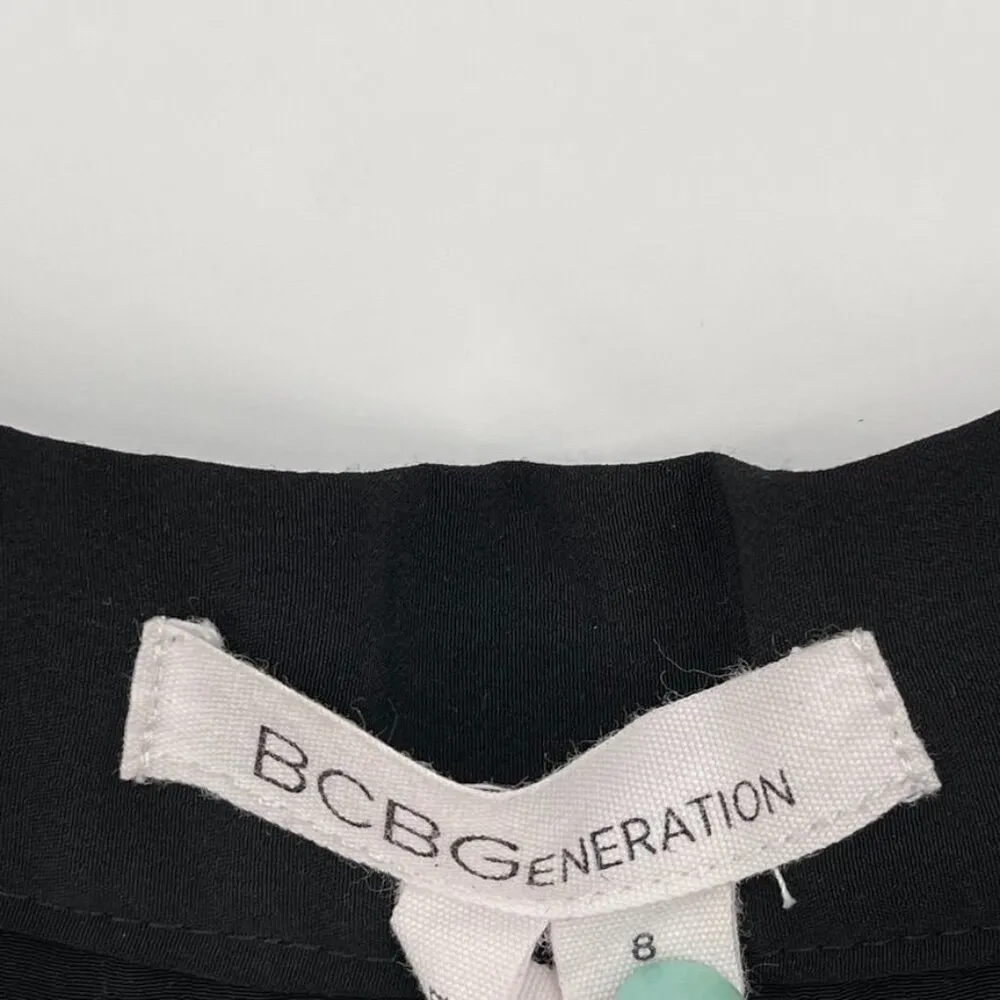 BCBG BCBGeneration Faux Leather Panel Patch Pocket High Waisted Shorts Black Size 8 - Image 7
