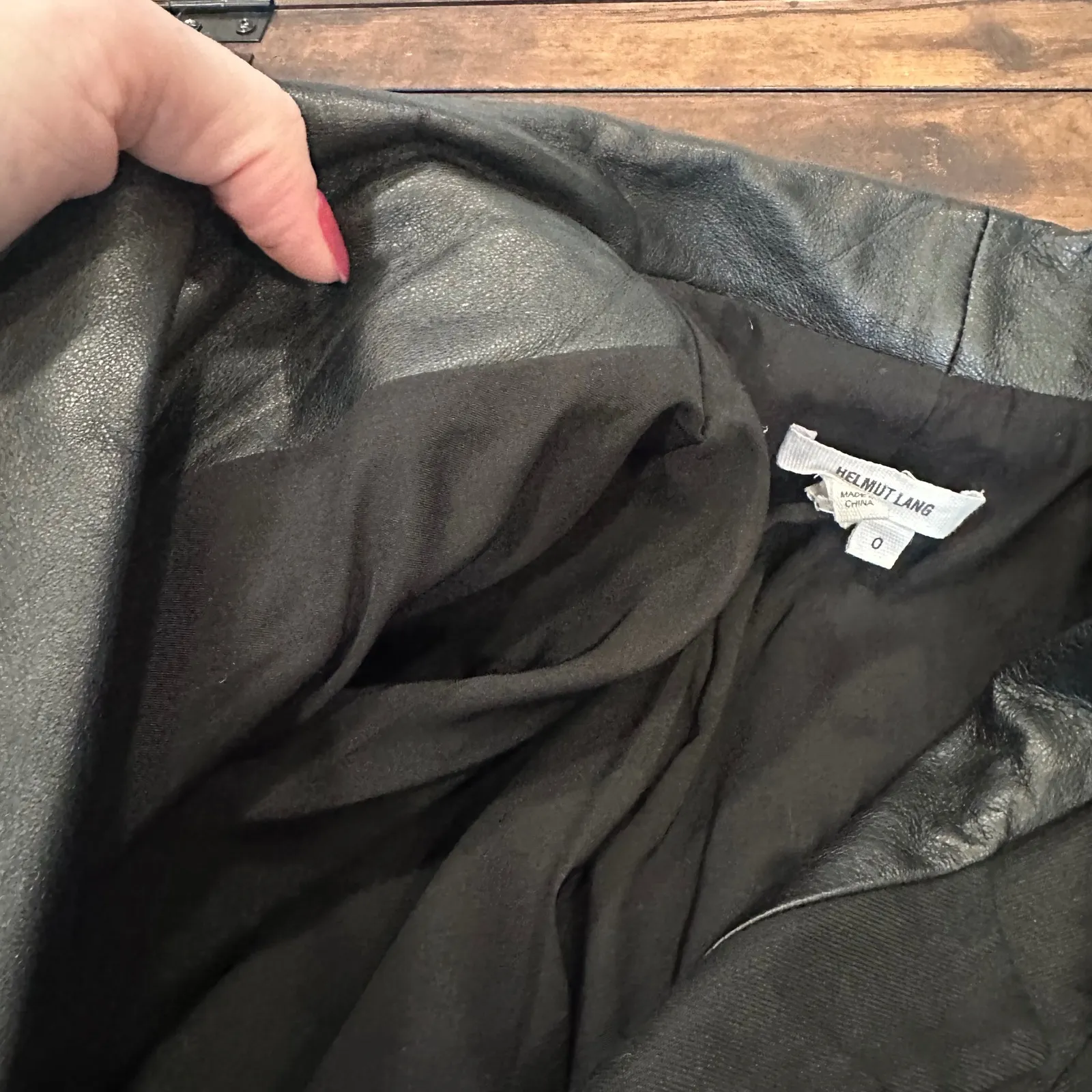 Helmut Lang Black Linen Blend Blazer Leather Collar Single Button Women Size - Image 14