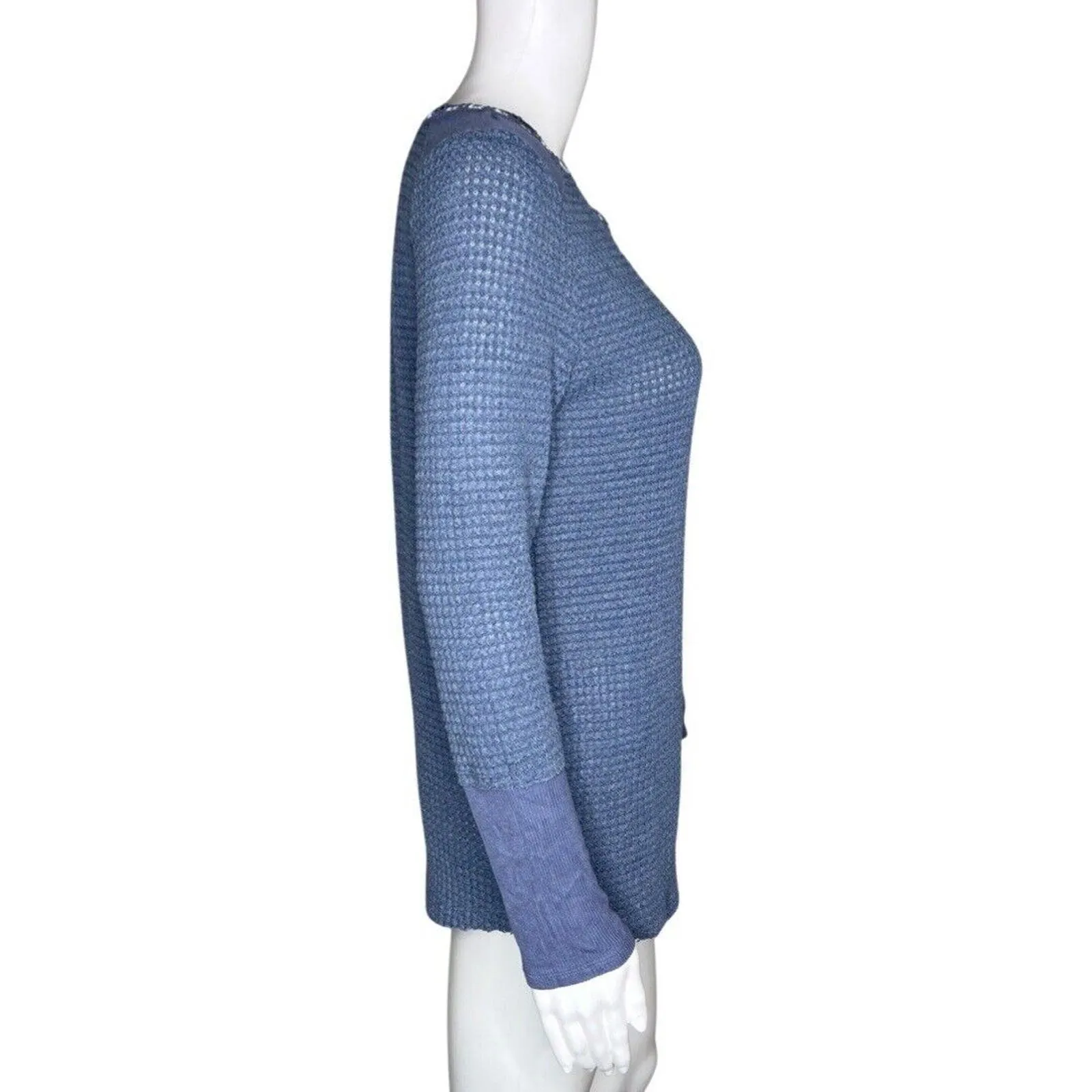 Sundance Shirt Womens Small‎ Blue Ribbed Knit Thermal Lightweight Casual Lounge - Image 2