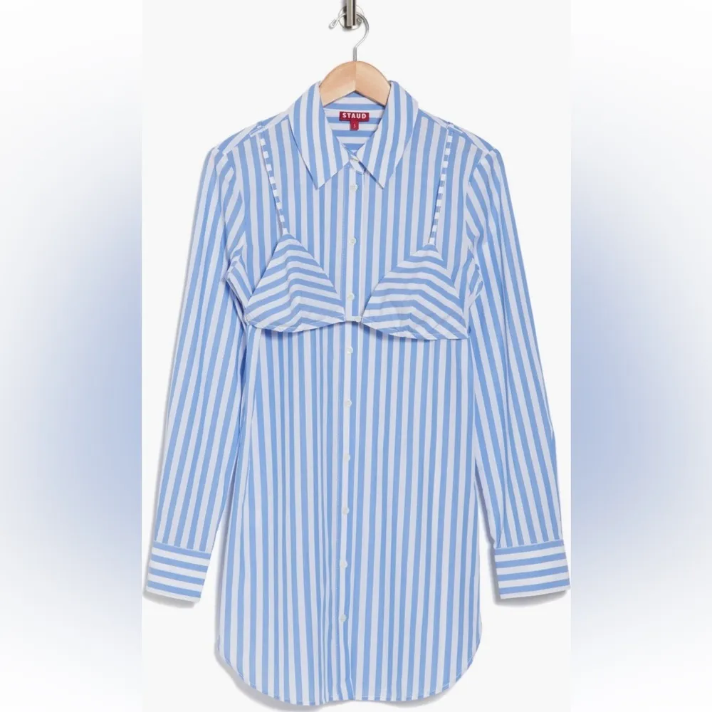 NWT Staud alita stripe triangle top and button up tunic shirt set - Image 7