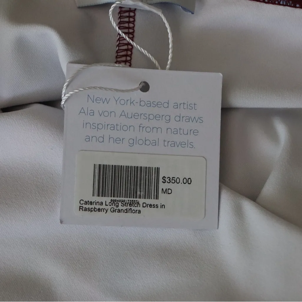 Ala von Auersperg Caterina Long Stretch Dress Raspberry Grandiflora Size Medium Red - Image 5