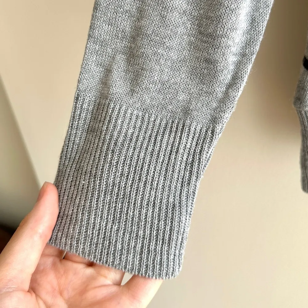 Black Striped Crewneck Grey Pullover Sweater, Tulip Front, Size Medium - Image 8