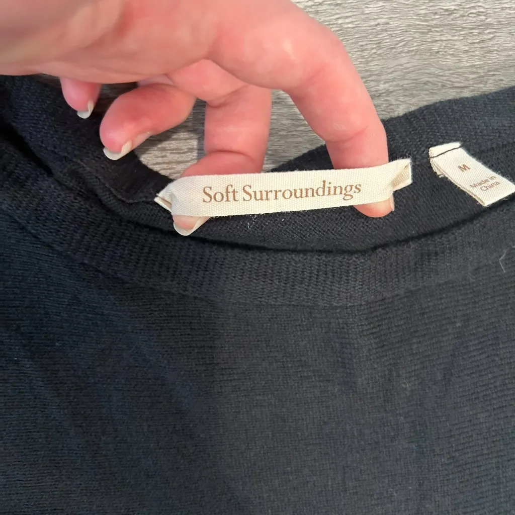 Soft Surroundings black cashmere wool blend long sleeve sweater tunic medium J16 - Image 4