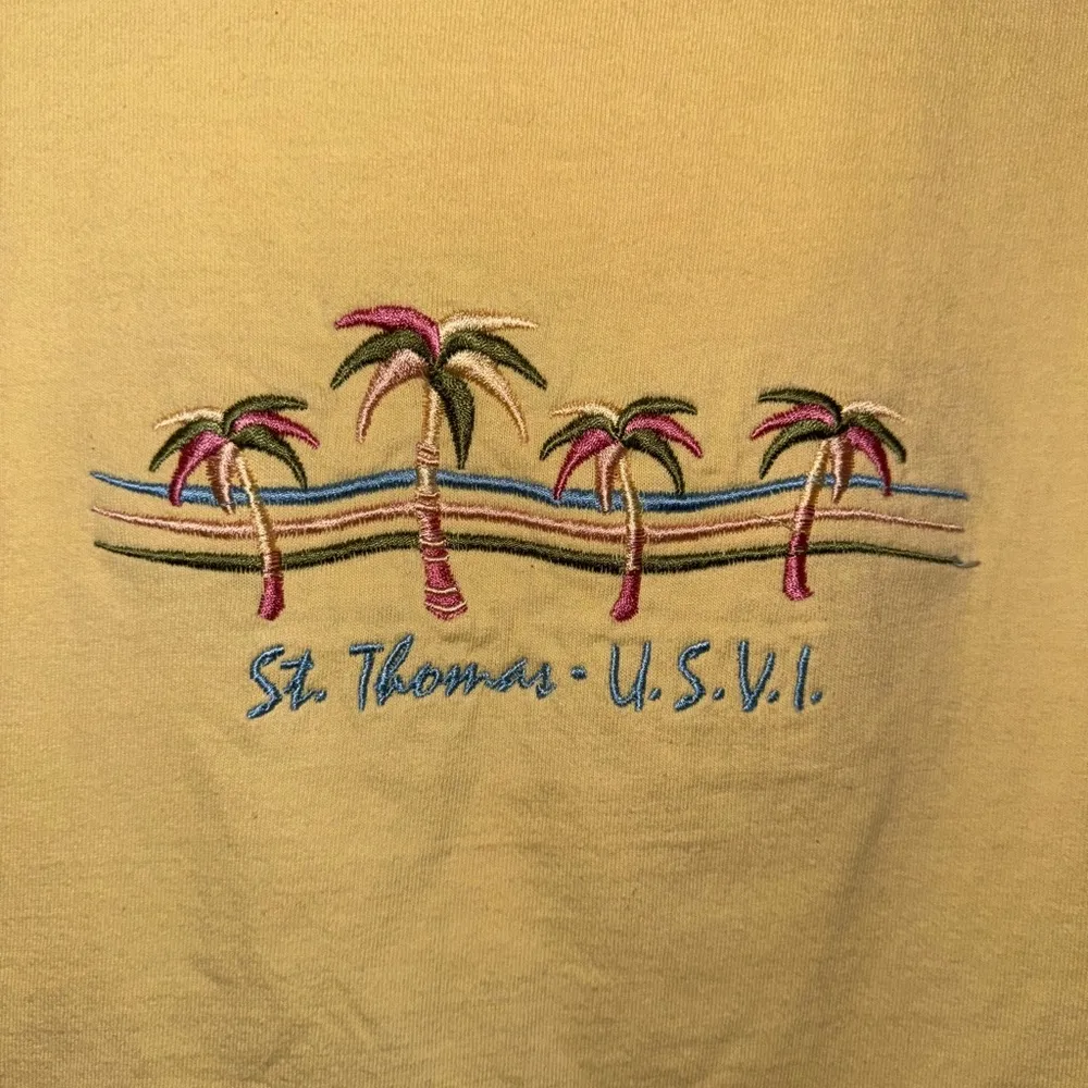 Vintage USVI St. Thomas Yellow Crop Top Short Sleeve Cotton - Image 2