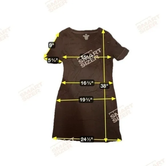 Faded Glory Women Small Pocket Tee Brown T-shirt Midi Dress Skater Casual Cotton - Image 8