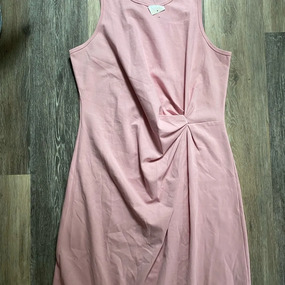 A New Day Sleeveless Gathered Waist Flattering Fitted Pink Midi‎ Dress Sz XL NWT - Image 2