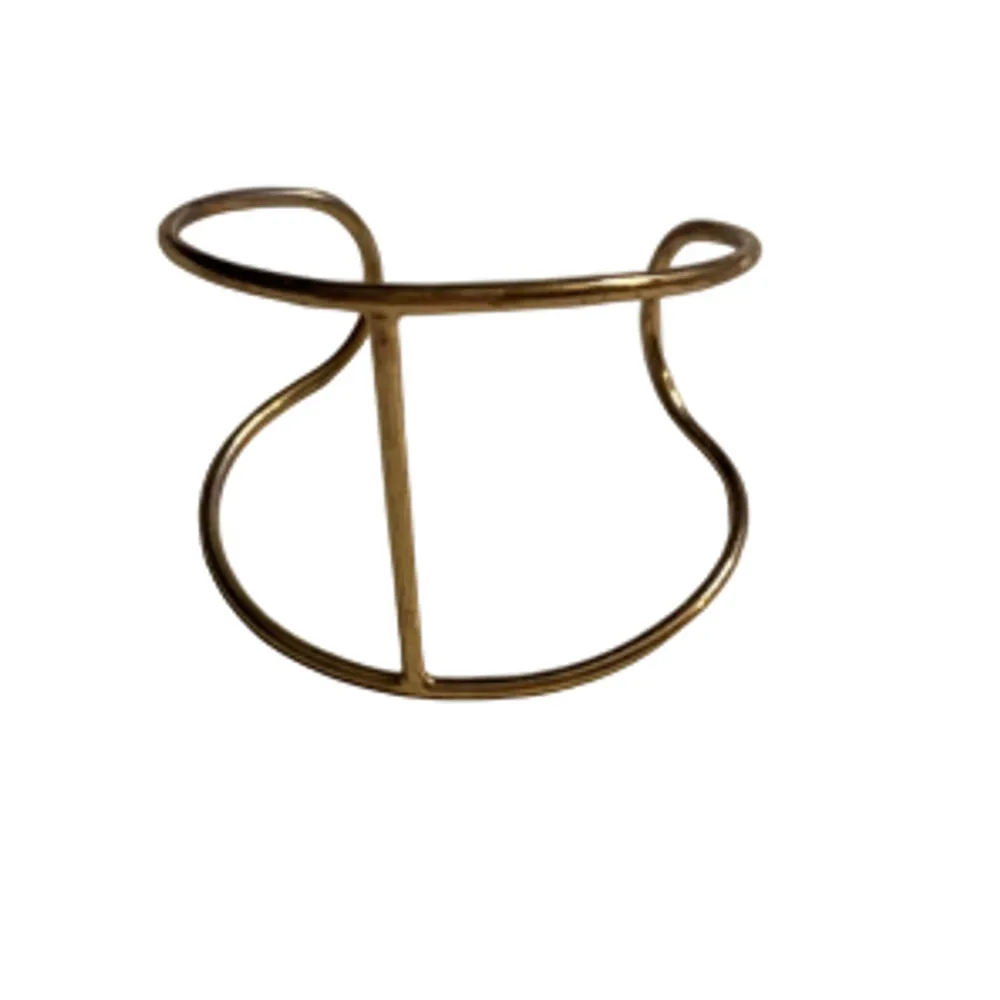 Gold Minimalist Cuff Bracelet Open Frame Geometric Modern - Image 2