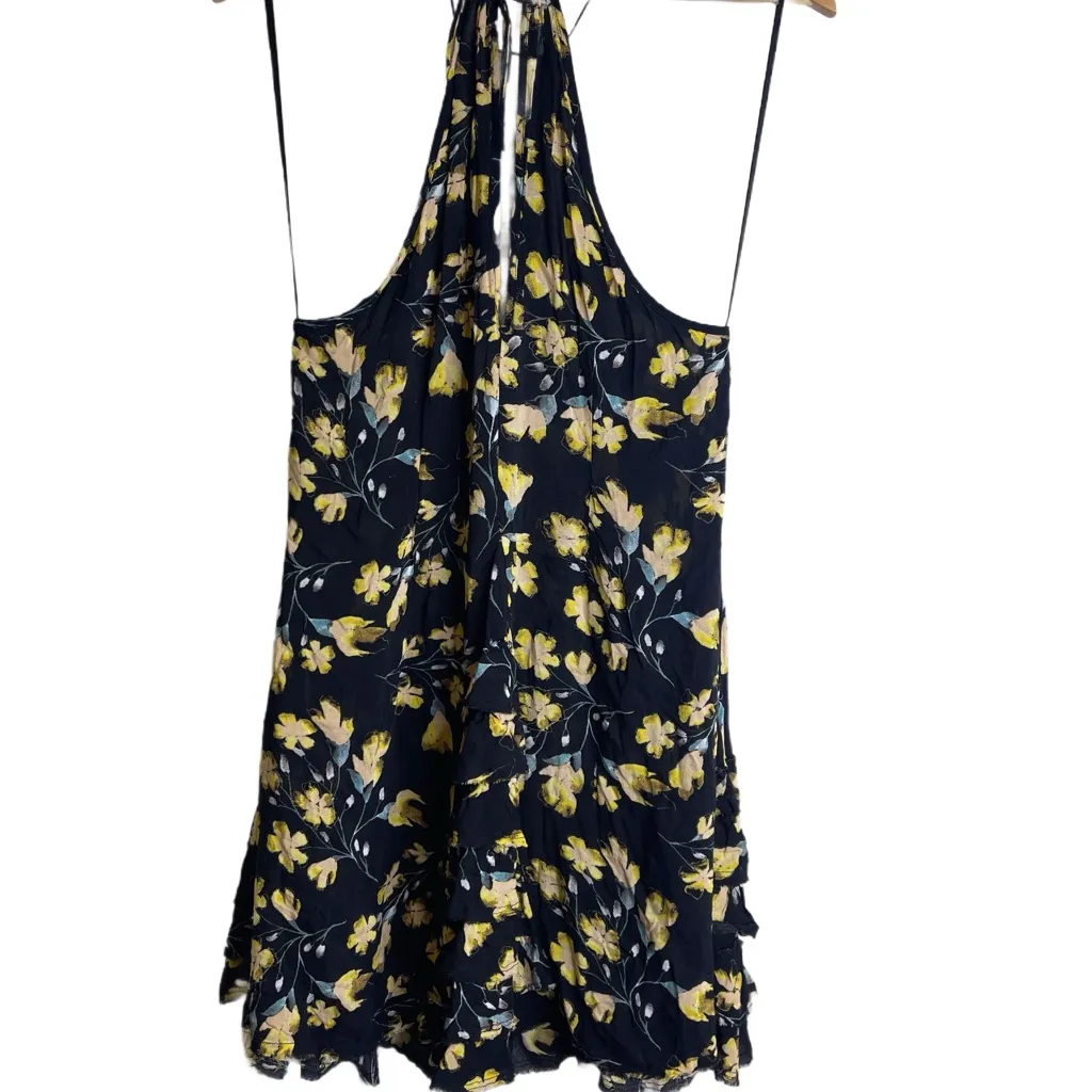 Free People Intimately Women’s Floral Halter Ruffle Mini Dress Size Medium - Image 2