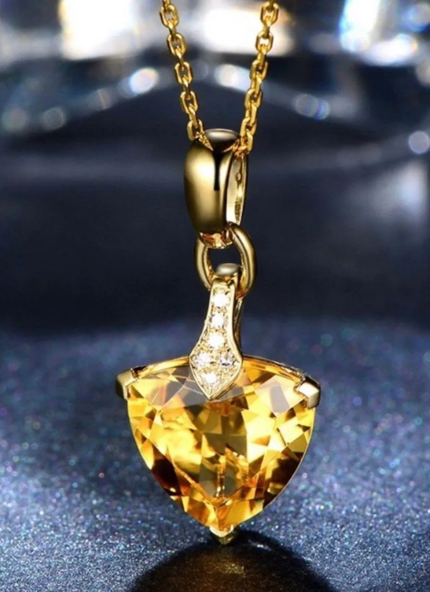 18K Gold Plated Citrine Heart Pendant Necklace for Women - Image 2