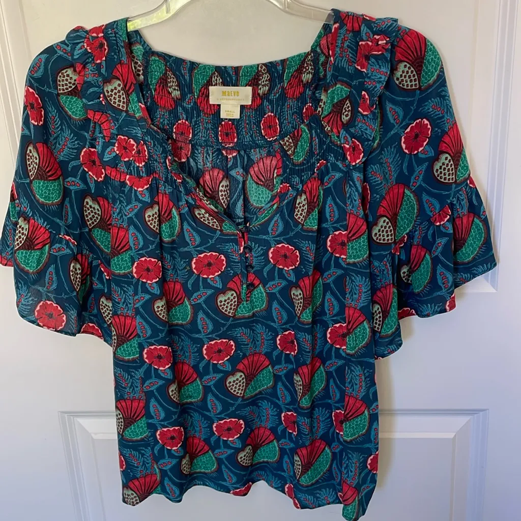 Anthro Maeve Poppy Top Small - Image 2