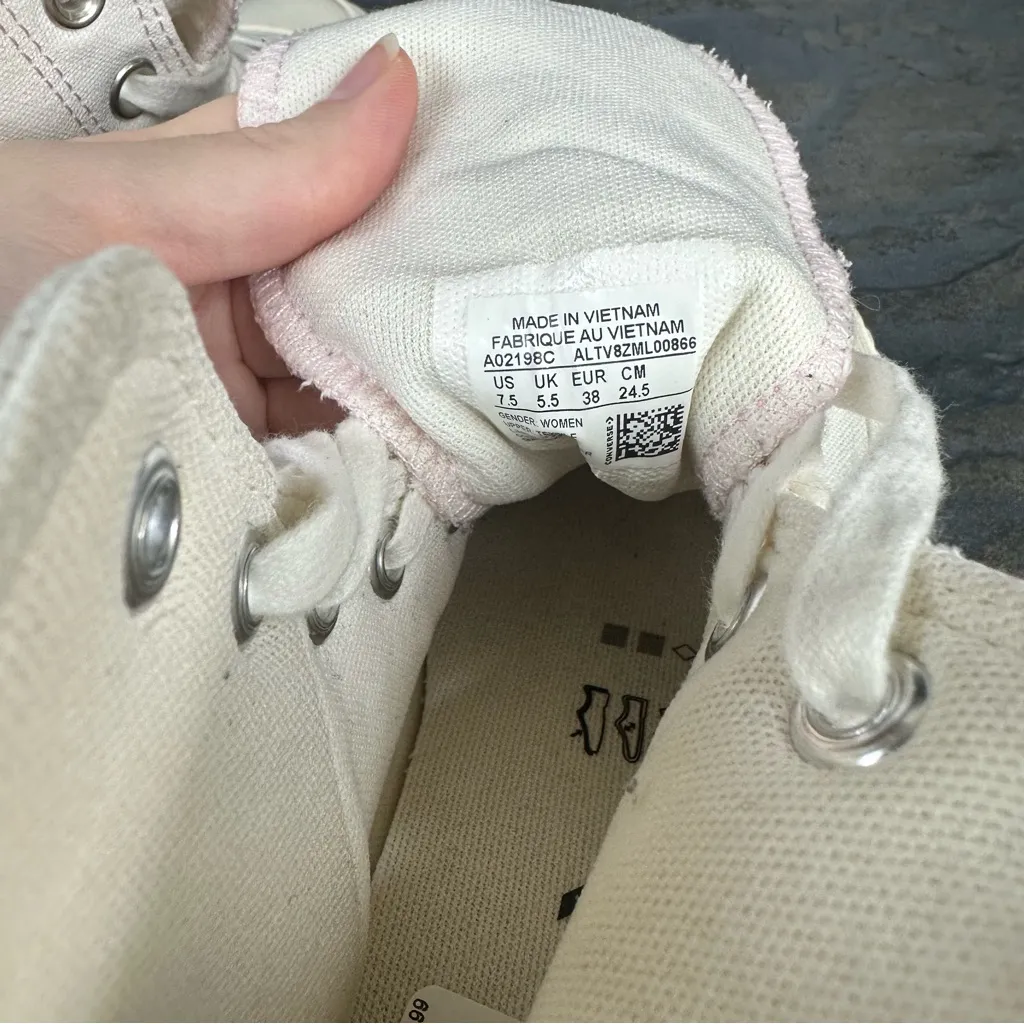 Converse White Platform High-Top Sneakers Festival Floral Embroidery - Image 6