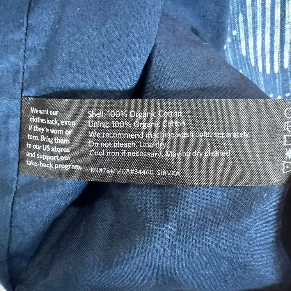 Eileen Fisher Hand Printed 100% Organic Cotton Indigo Blazer Jacket Cropped XS - Image 3