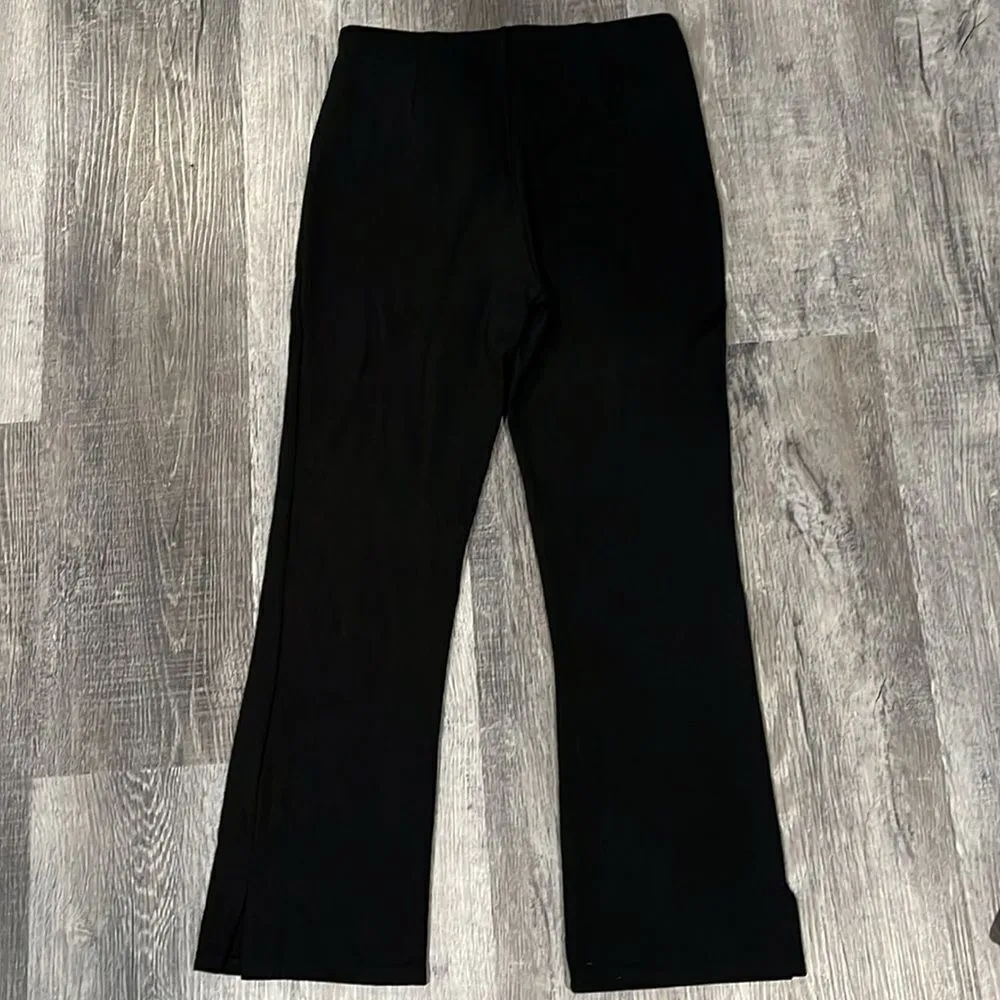 Lysse black stretch dress cropped pants with small side ankle slit hem - S - Image 8