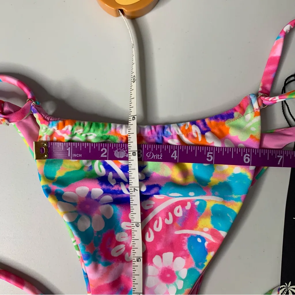 Blackbough Medium NEW Swim Thong Tie Bikini Bottom Floral Colorful Pink - Image 6
