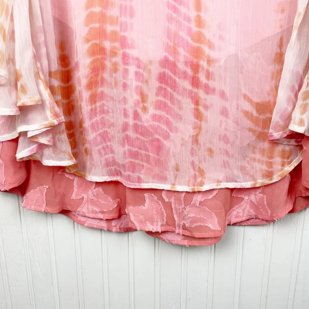 Soft Surroundings Coral Tie Dye Lisette Layered Pullover Blouse Top Size Small - Image 5