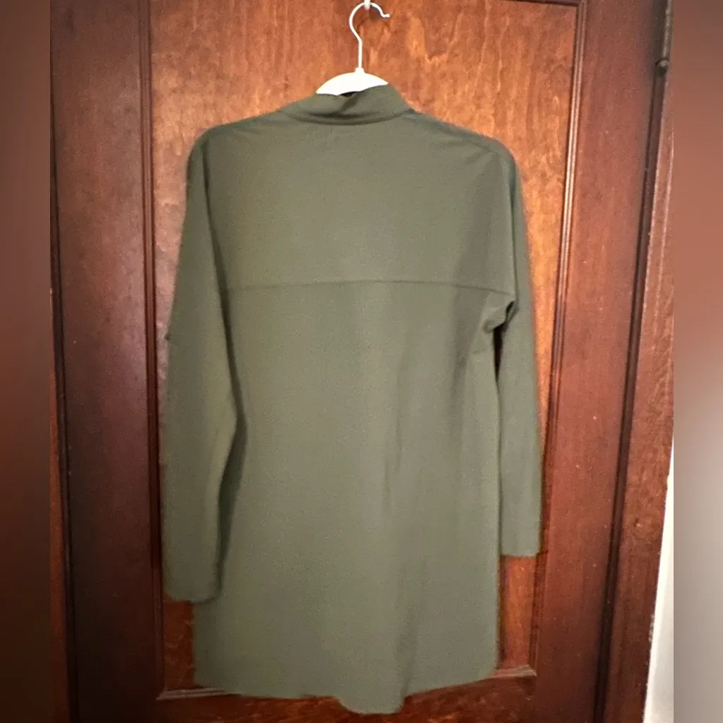 ADAY Something Borrowed Shirt Moss Green- Long Sleeve Button Up Size S - Image 3