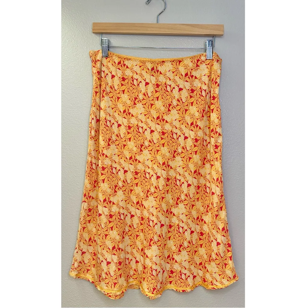 GAP Vintage Y2K 2001 Floral Yellow Red Orange Flowy Skirt - Image 9