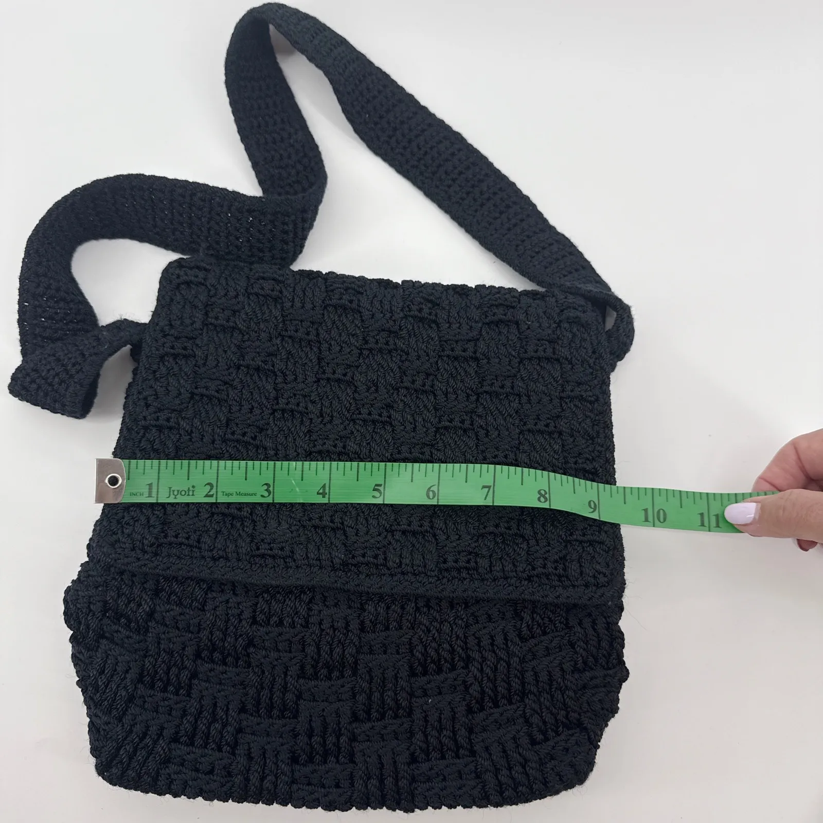 The Sak Black Crochet Hobo‎ Bag Shoulder Bag Handbag Casual Purse 10x9 - Image 11