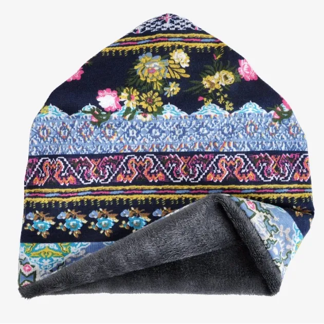 KAYIER Floral Slouchy Beanie Hat Infinity Scarf Lightweight Head Wrap Chemo Cap Blue - Image 4